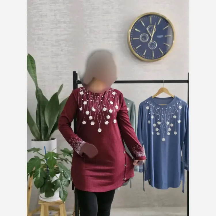 تونیک زنانه مدل شکوفه جنس کریشه سایز 38 تا 48