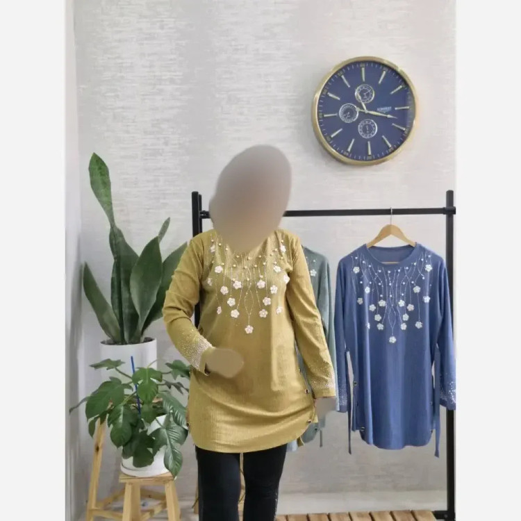 تونیک زنانه مدل شکوفه جنس کریشه سایز 38 تا 48
