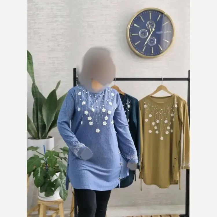 تونیک زنانه مدل شکوفه جنس کریشه سایز 38 تا 48