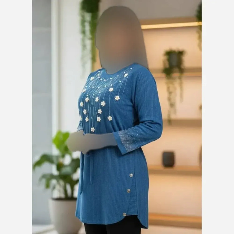 تونیک زنانه مدل شکوفه جنس کریشه سایز 38 تا 48