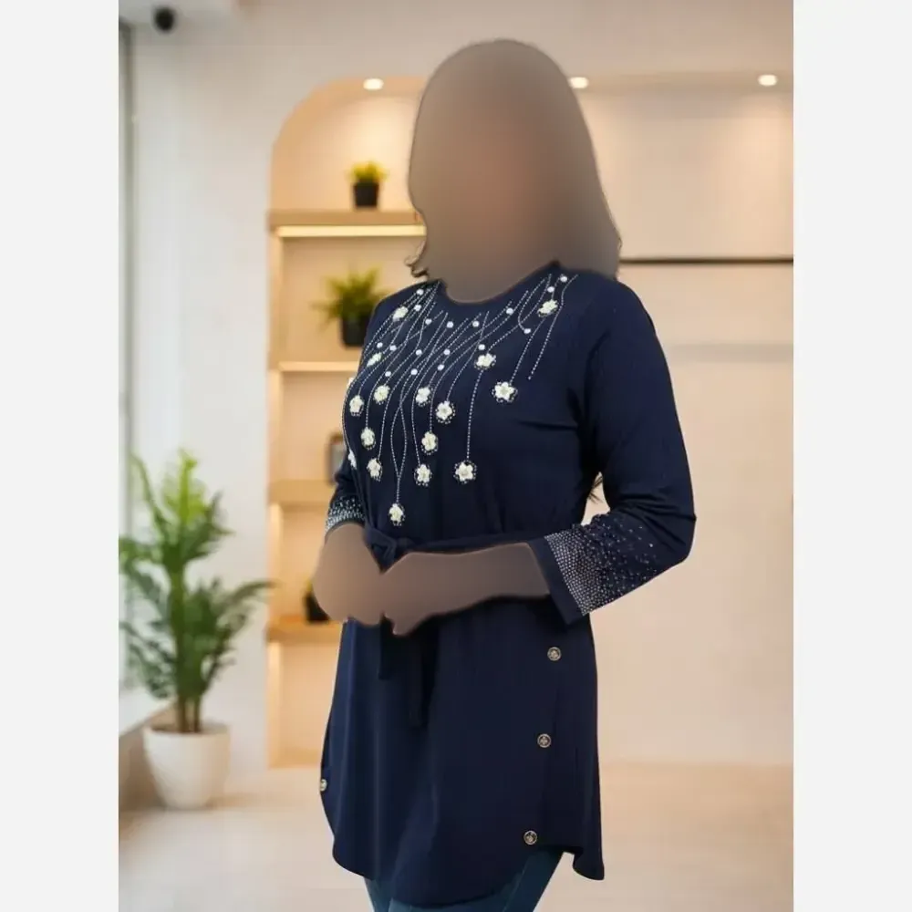 تونیک زنانه مدل شکوفه جنس کریشه سایز 38 تا 48