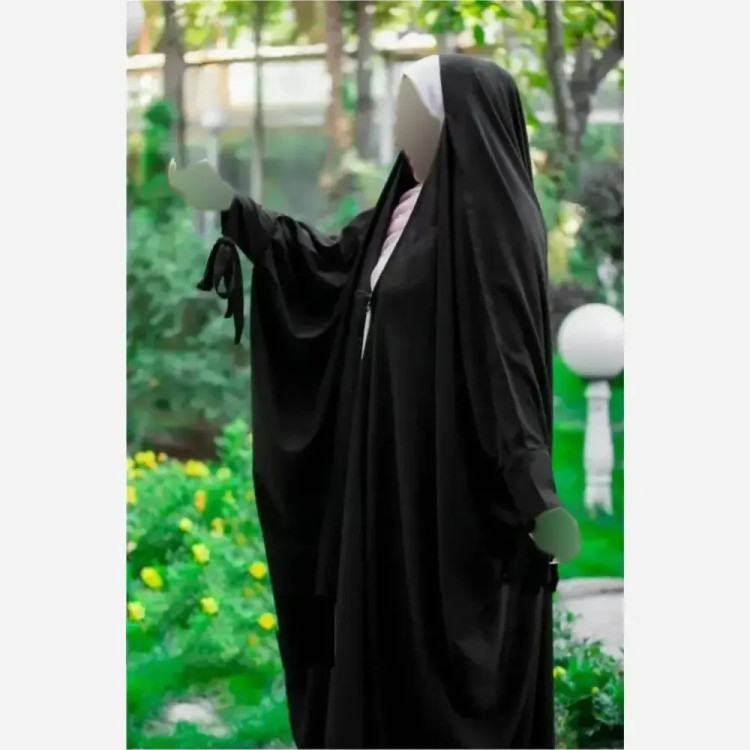 چادر جده پاپیونی جنس کرپ حریر الاسود رنگ مشکی