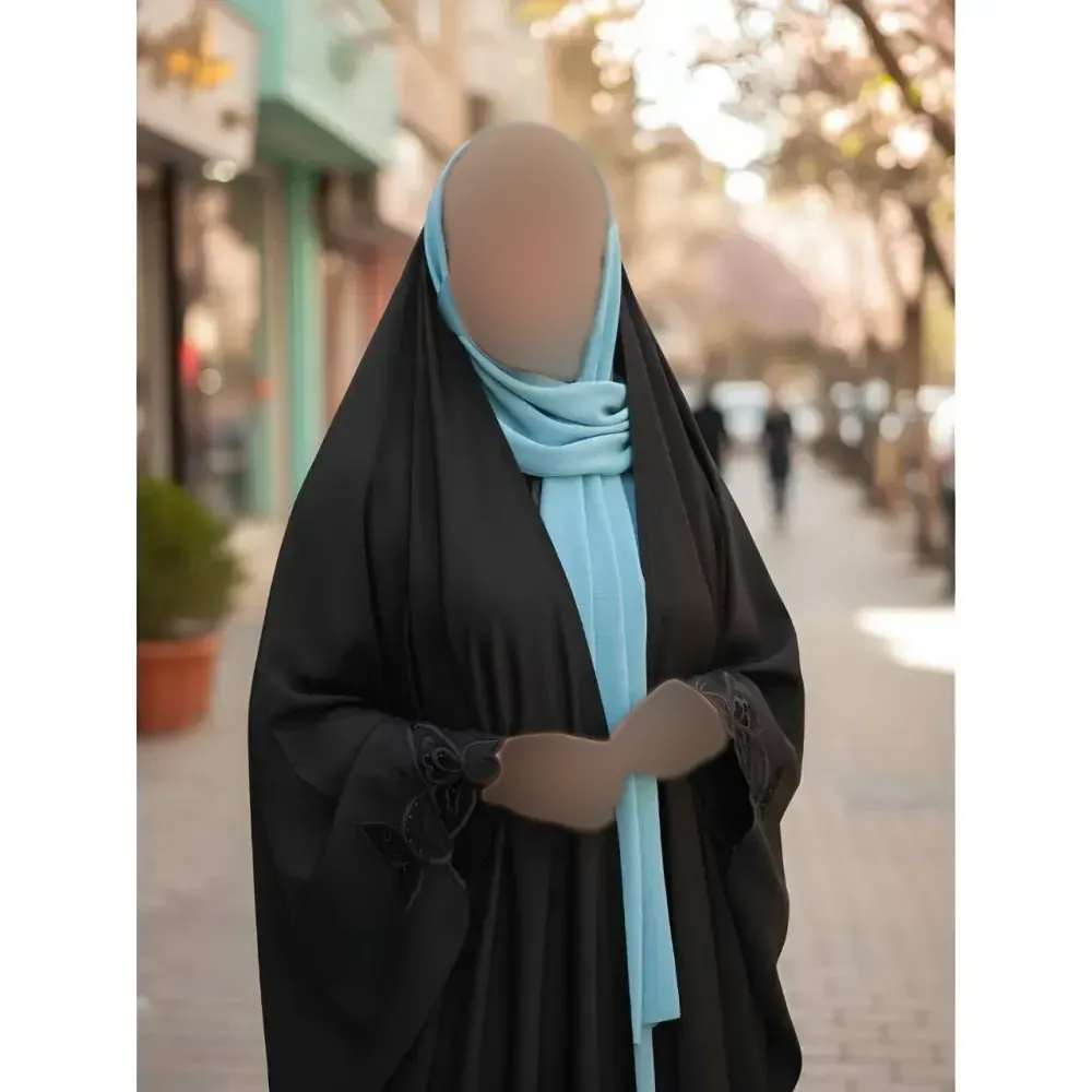 چادر جده گلدوزی شده جنس کن کن ندا مروارید رنگ مشکی
