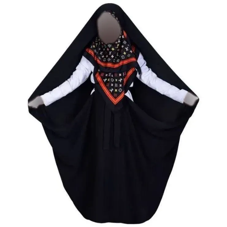 چادر دخترانه مدل حسنا جنس کرپ حریرالاسود رنگ مشکی
