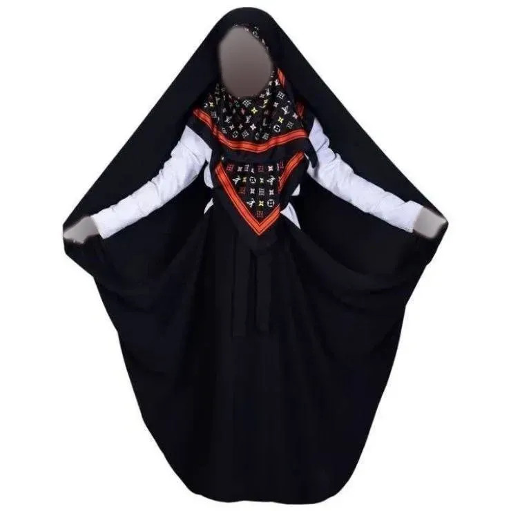 چادر دخترانه مدل حسنا جنس کرپ حریرالاسود رنگ مشکی